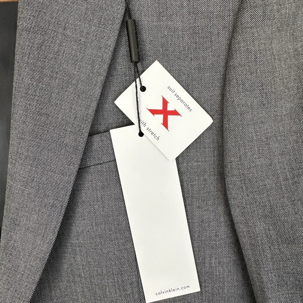 $350 Calvin Klein Extreme Slim Fit Stretch Blazer Men 36R Shark Suit Jacket Gray - Picture 4 of 6